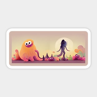 Cute dusk monster panorama Sticker